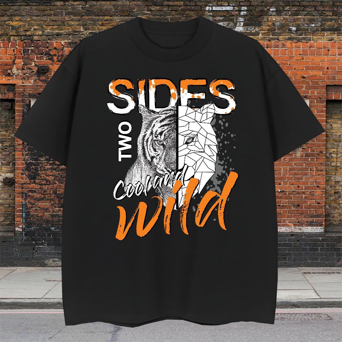 Cool Design T Shirts Men tiger Crew Neck Breathable Casual Custom Print Oversized 100% Cotton 230g Mens Tshirts Classic Casual Clothes
