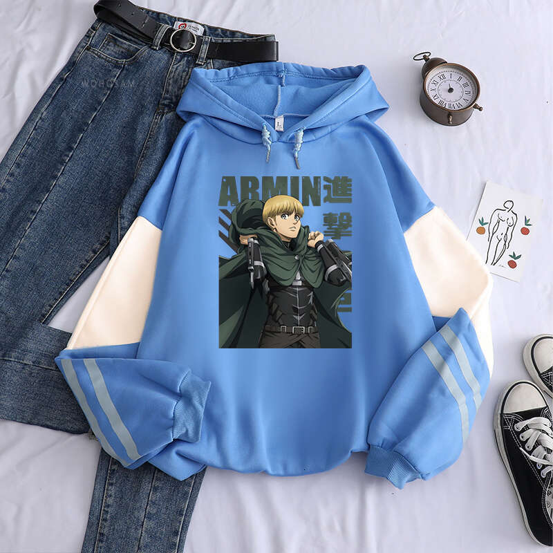 Attack Anime On Titan Men Women Hoodies Armin Arlert Graphic Printed Hooded Plus Size Sweatshirt Haruku Patchwork Streetwear
