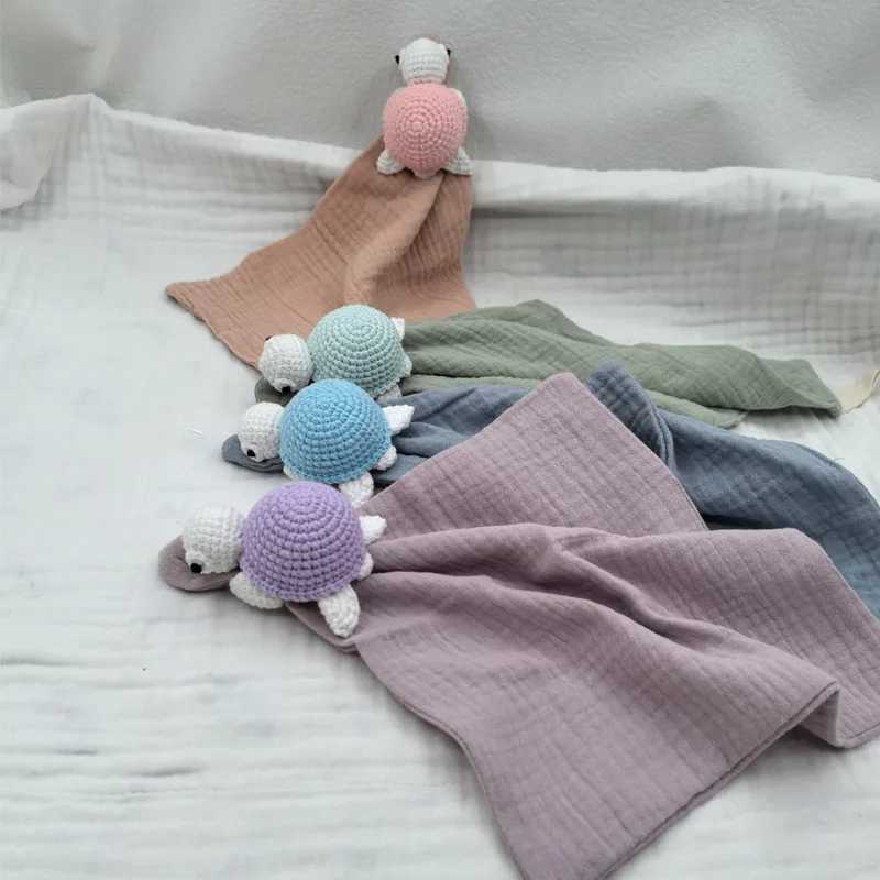 Bibs Burp Cloths Baby Sleeping Toy Soother Towel Bib Animal Sea Turtle Doll Infants Soft Comfort Bib Wooden Teether Ring Baby Security BlanketL4812