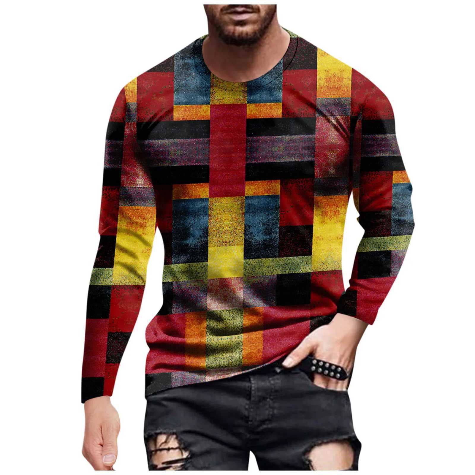 Vintage MenS T-Shirt Men Letter Graphic T Shirts Cotton 3d Print Long Sleeve Tees Henley Shirt Oversized Man Clothing TopsM240814