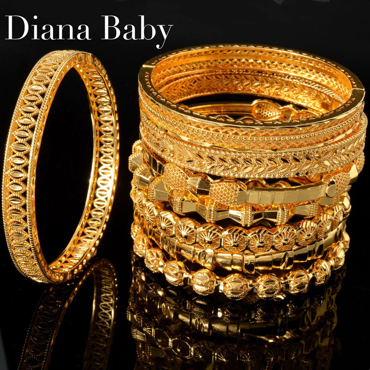 7MM Dubai Bangle 18K Gold Plated Bracelets Indian African Hard Bracelets For Wedding Party Hand Jewelry 240809