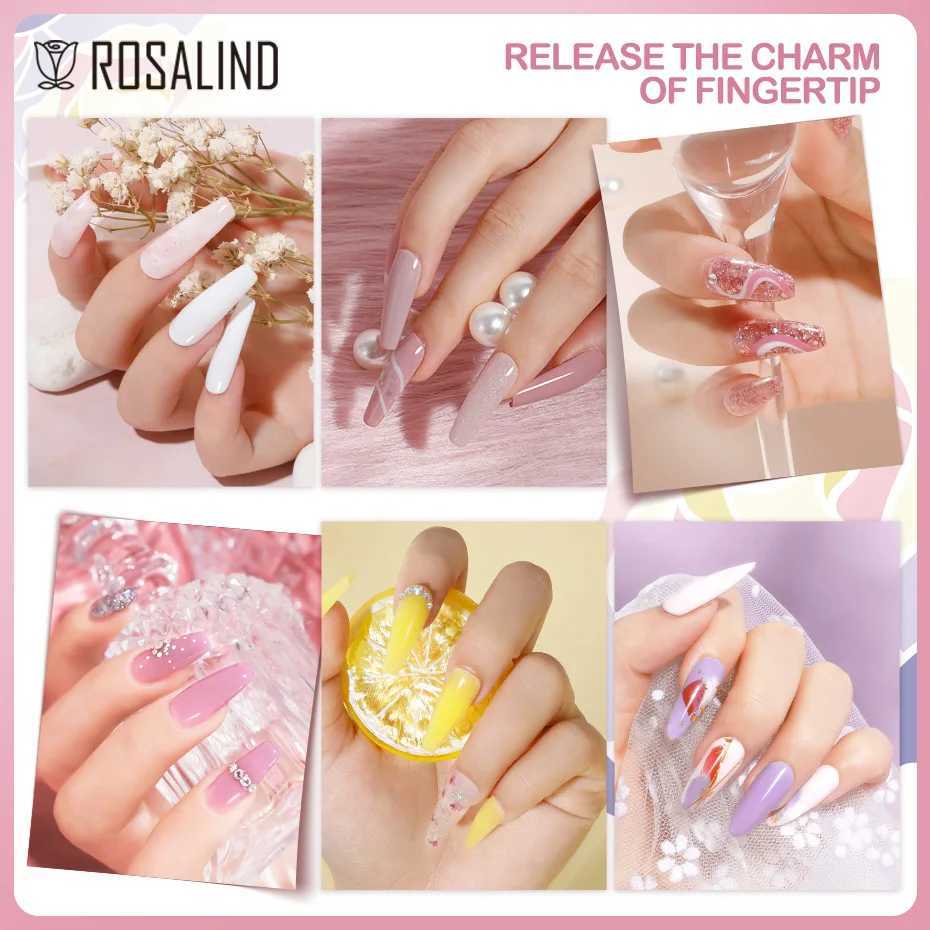 ROSALIND Gel Nail Polish Hybrid Varnishes Semi Permanent Nail Art Design Need UV Lamp Soak Off Nail Gel Polish Base Top CoatM240814