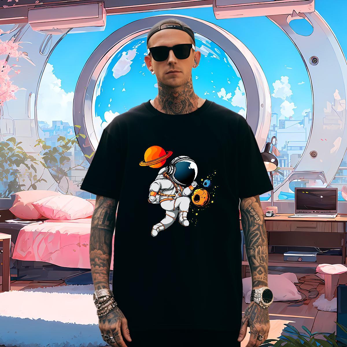 T Shirts Men 230g 100% Cotton cosmonaut Sports Casual Breathable Custom Big Size Men Tshirts Stylist Classic Tees