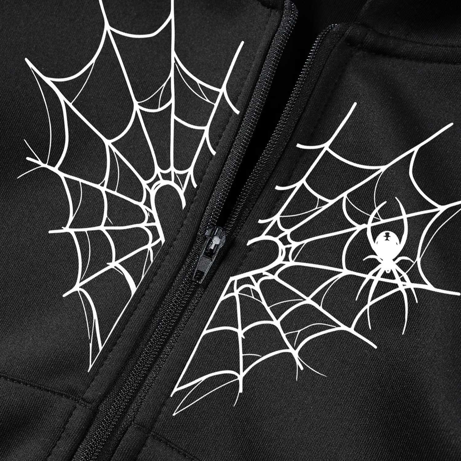 Toddler Autumn Hoodie Toddler Boys Zipper Fashion Spider Web Love Printed Sweatshirt for Daily Wear and Outgoing WearY240814