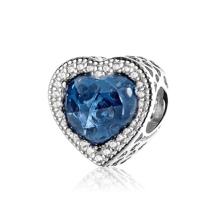 925 Sterling Silver Cubic Zirconia Sparking Levelled Heart Charms S925 Snake Bracelet DIY Beads For Jewelry Making Free Shipping