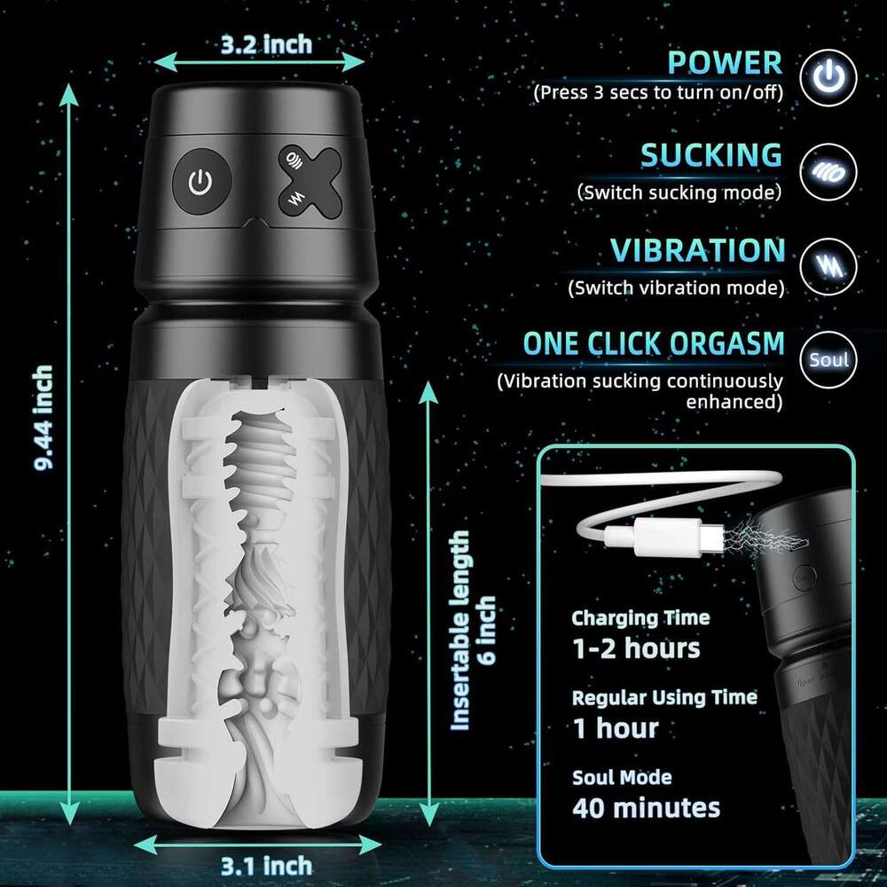 Male sex toy - Male sex toy pump with 3 suction cups and 4 vibrations, male sex toy with 3D sleeve, hands-free adult toy, silicone shell male massager