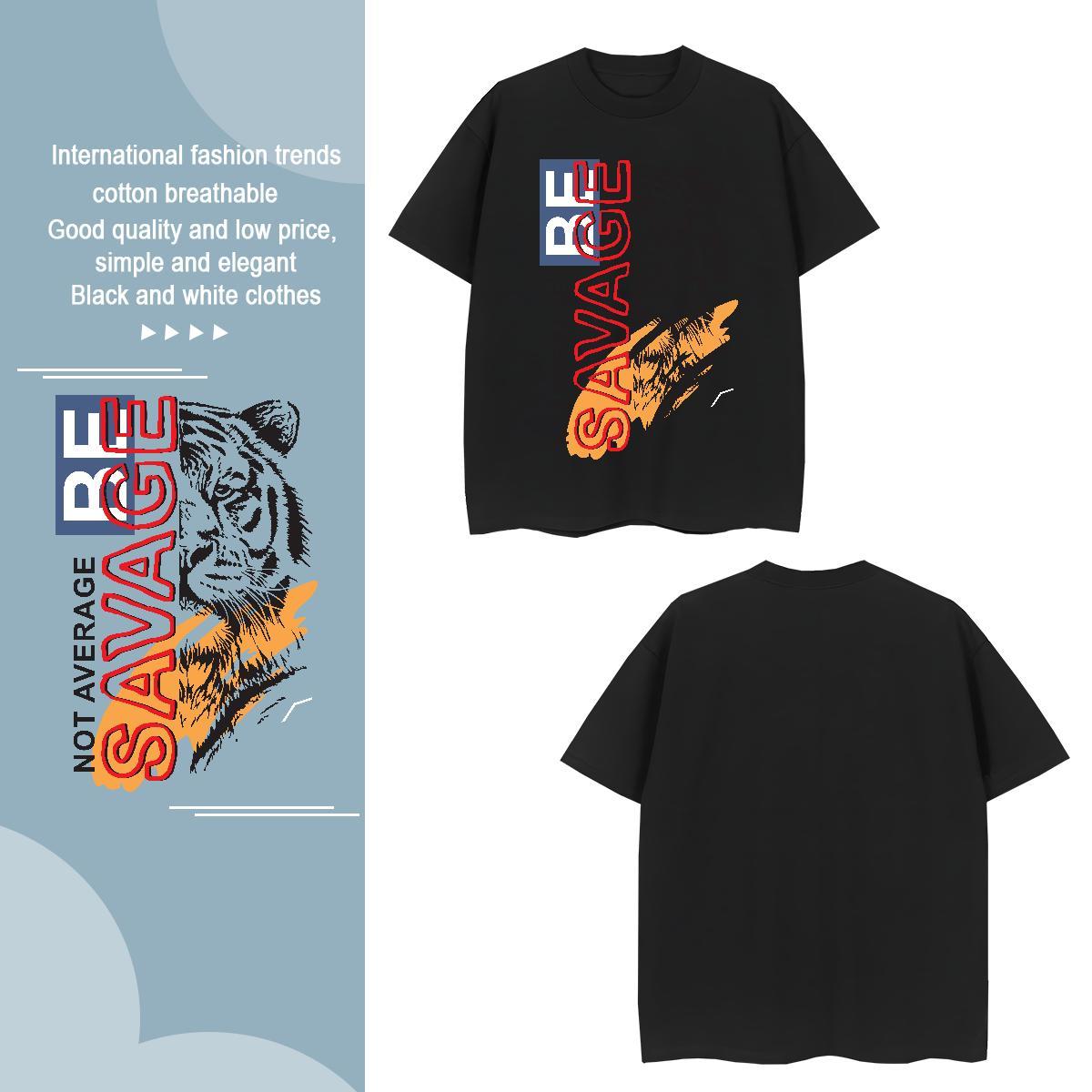 TOP Quality T shirt tiger Breathable Casual Beach Custom Print Oversized 230g 100% Cotton Men Clothes T-Shirt 2024 DIY Top Tees