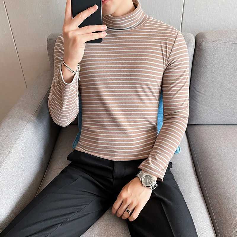 Black Grey Long-Sleeve Shirt Men T-shirt O-Neck Stripe T-Shirt Men Shirt Navy Vintage Basic Cotton Turtleneck T-Shirt S-4XLM240814