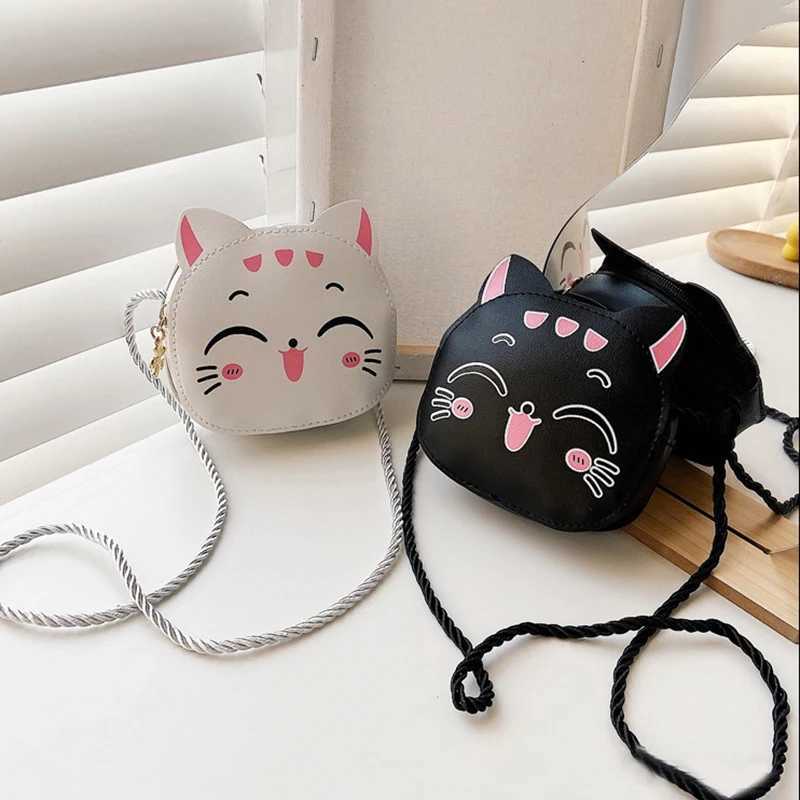 Creative Boys and Girls Mini Zipper Shoulder Cross Bag Fashion Kitten Coin Wallet and Handbag Childrens Cute Messenger Bag W240813