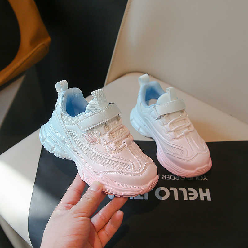 Sneakers Girls 2024 autumn new sports shoes medium and large childrens soft sole anti slip dad shoes boys gradient student versatile shoes H240805