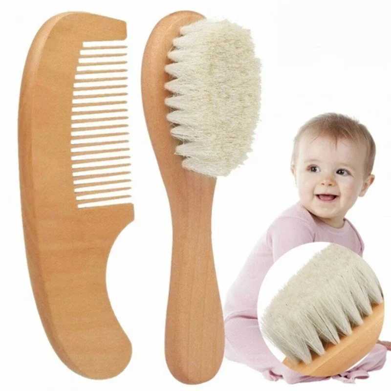 1/2 set of baby hair brushes and combs used for newborn wooden combs for hair massage bathing mini baby brushes childrens pocket hair brushes W240813