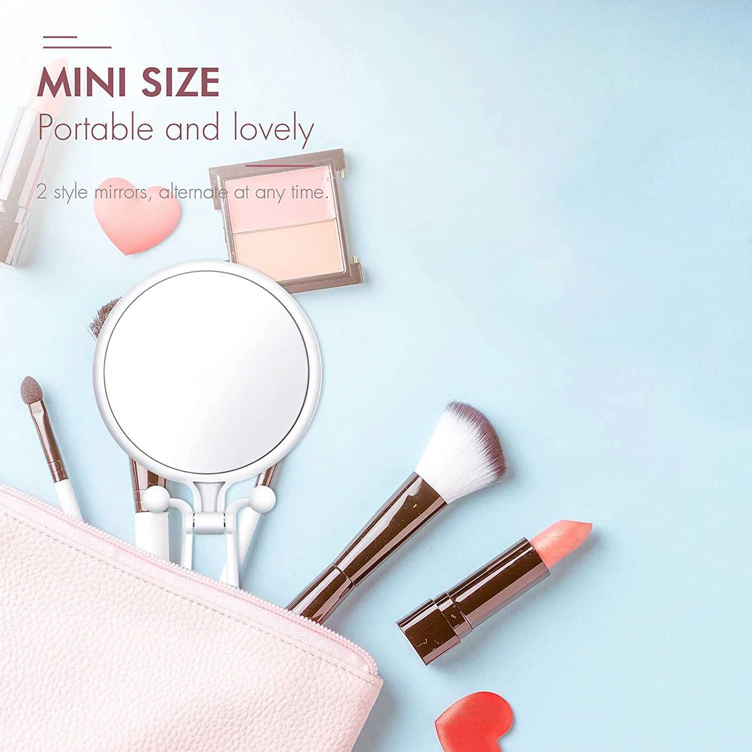 2/5/10x magnifying glass double-sided magnifying glass ultra transparent makeup mirror compact and portable travel hand mirror W240813