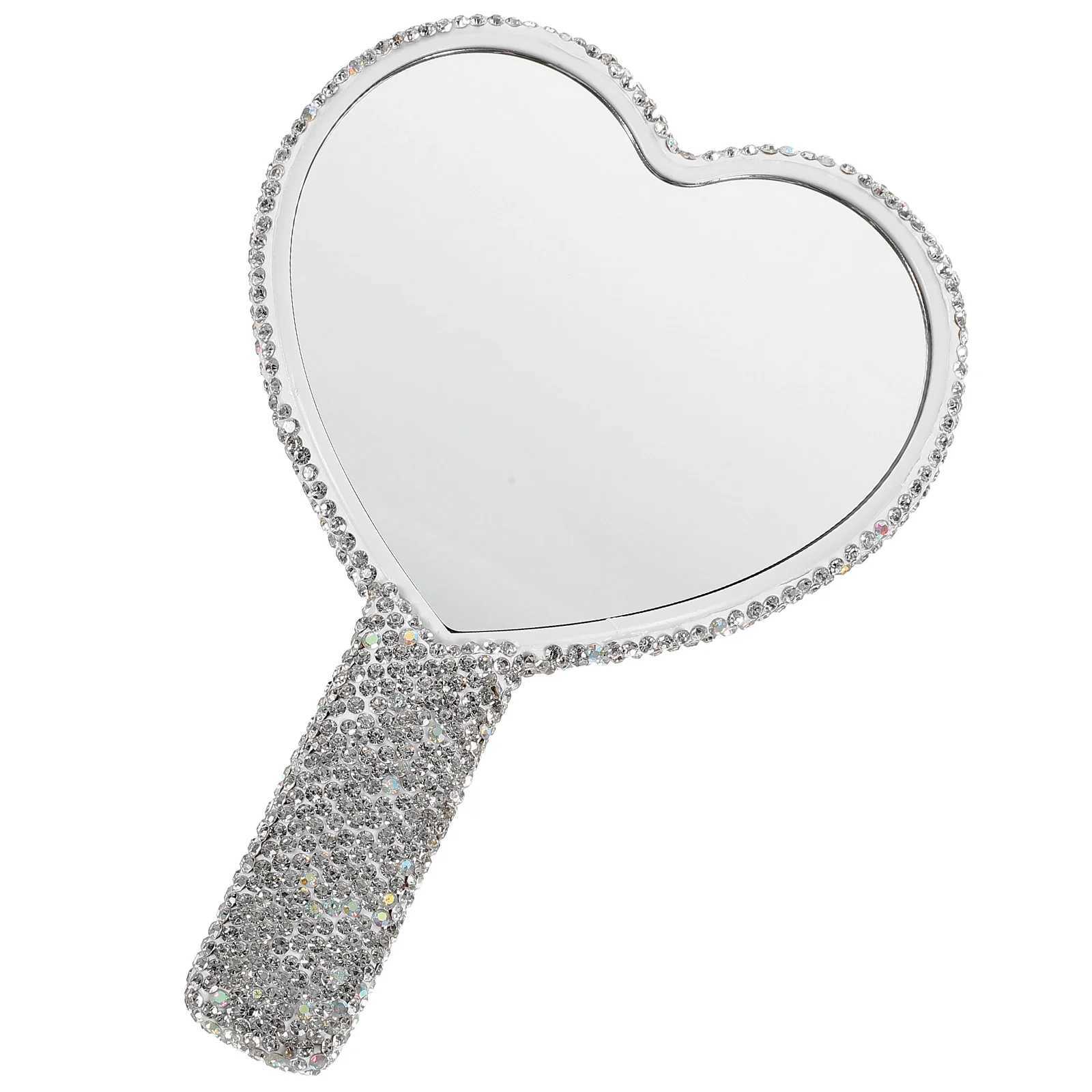 Crystal makeup mirror holder suitable for women compact heart-shaped beauty small handle Abs handle used for diamond shaped mirrors W240813