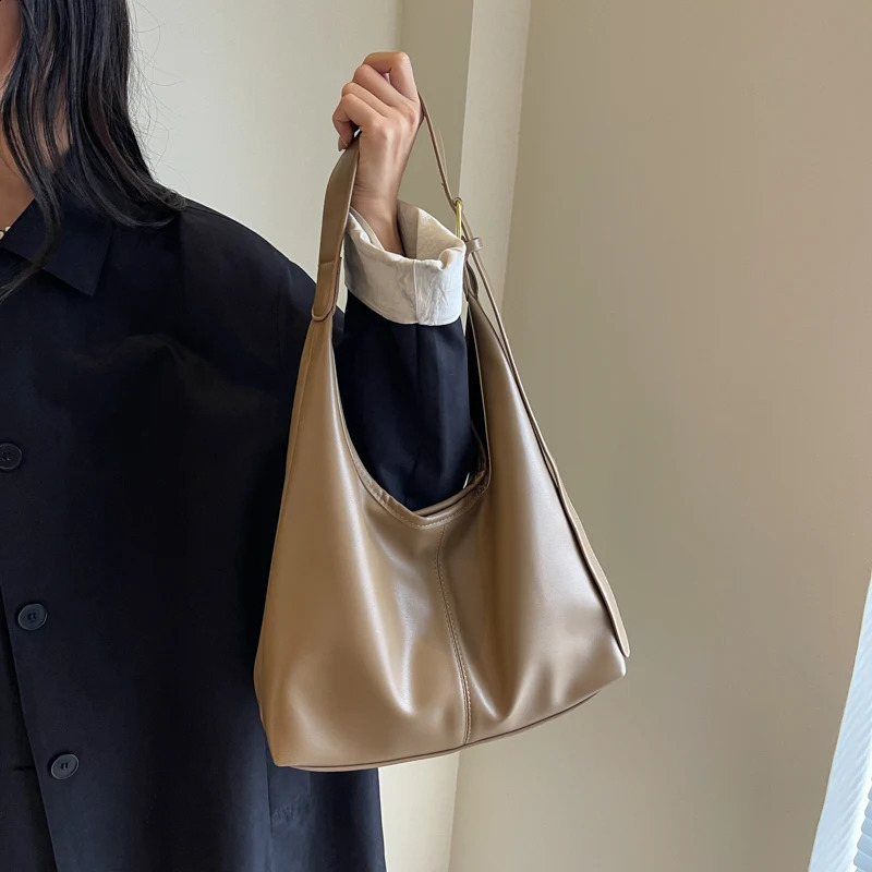 MOODS Shoulder Tote Bag Sets For Women Pure Color Large Capacity Shopping With Small Pouch 2023 Winter Casual Shoppers 240813