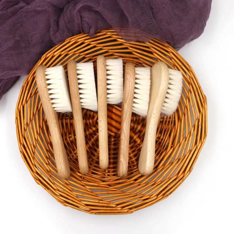 Product Description High quality natural wool beech wood comb baby brush W240813