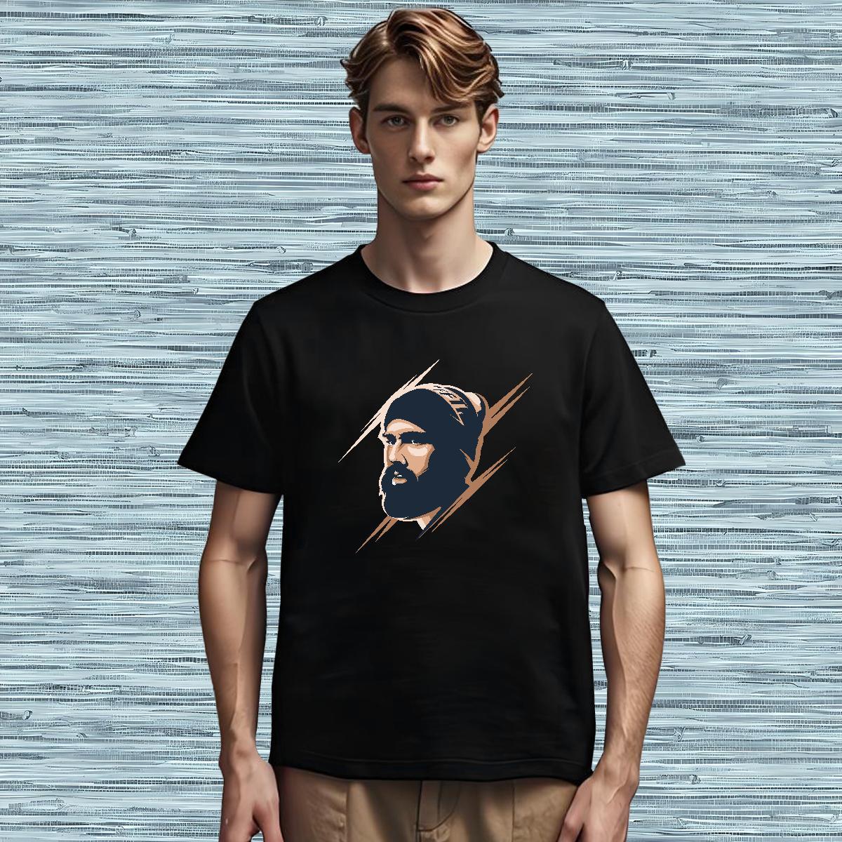 T Shirts Men 230g 100% Cotton portrait Casual Beach Short Sleeve O-Neck Black Oversized Couples T Shirts Fashion New Cool Design Polos