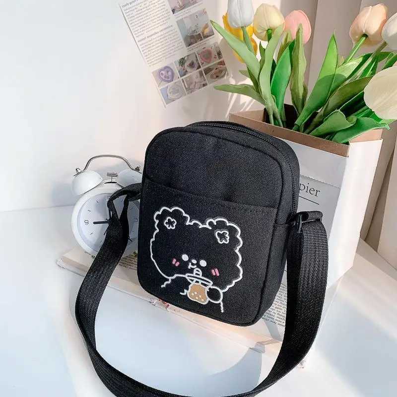 Kawaii shoulder bag for girls student small canvas fully matched mobile phone bag fashionable strap cross body bag cute ladies daily travel handbag W2