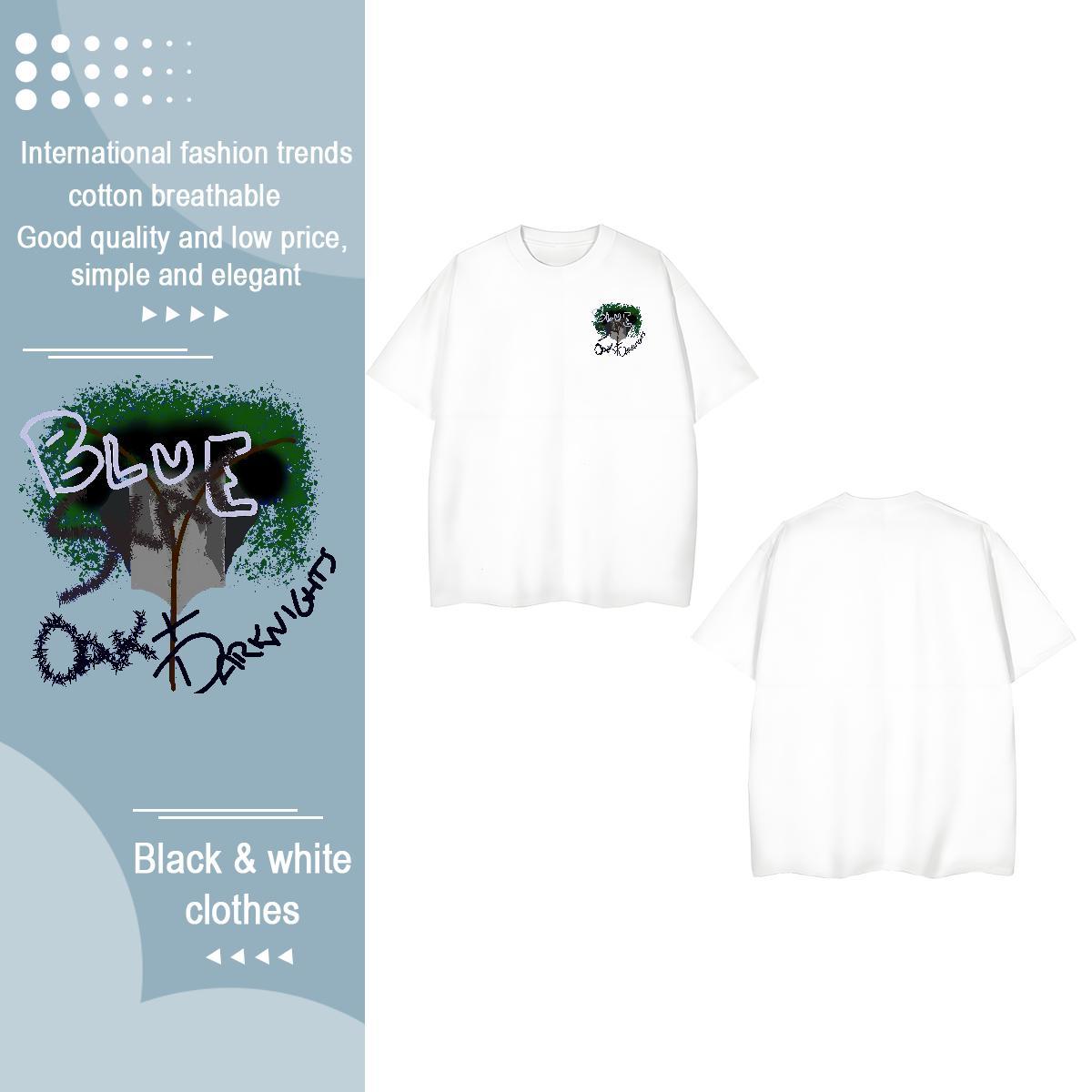 TOP Quality Men Tops Tees Summer Casual 230g 100% Cotton Anime Print Crew Neck Breathable tree T Shirt For Man Classic Clothes