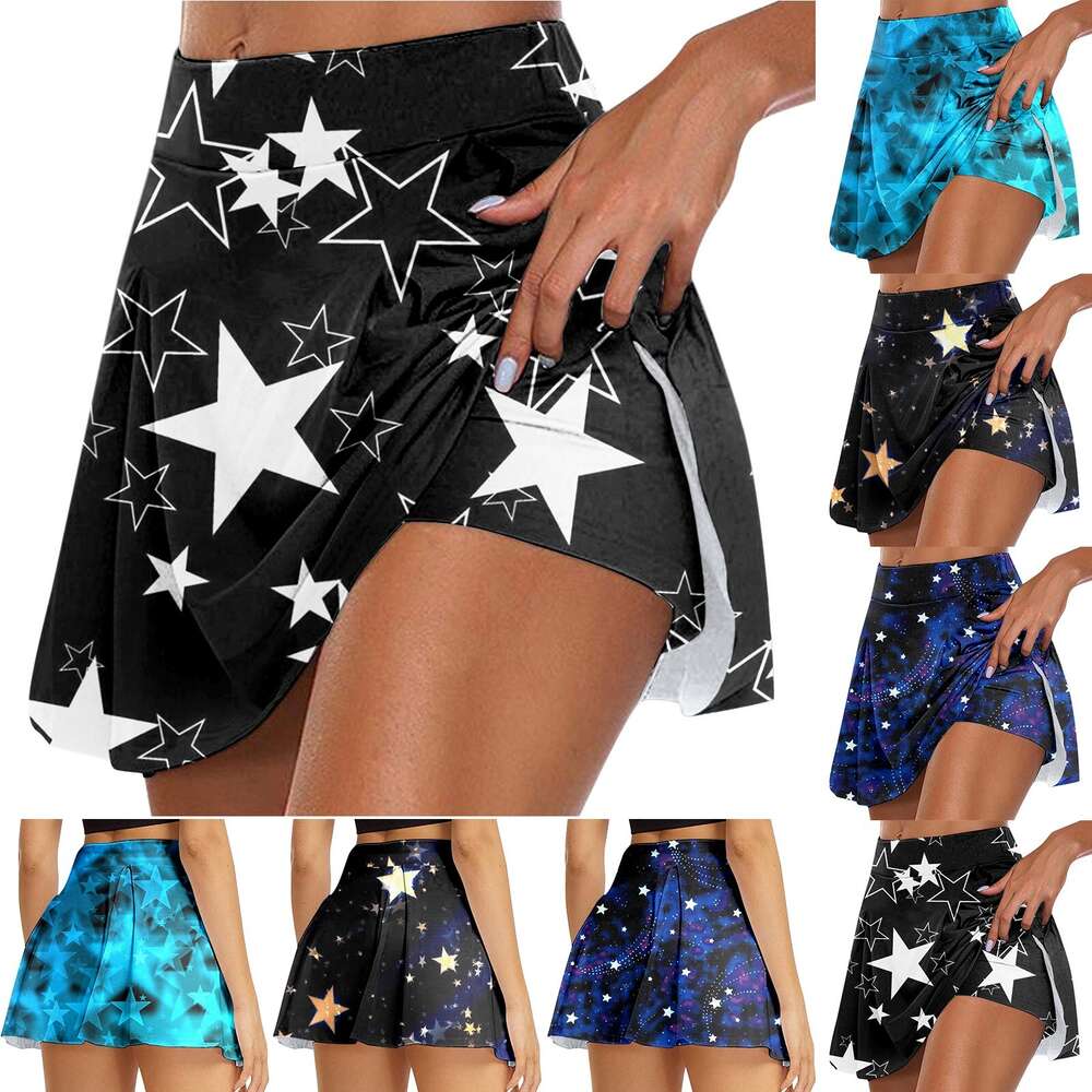 Butterfly Women'S 3d Tennis Skorts Solid Color Anti-Exposure Skirt Quick Dry Fiess Running High Waist Shorts Golf Culottes