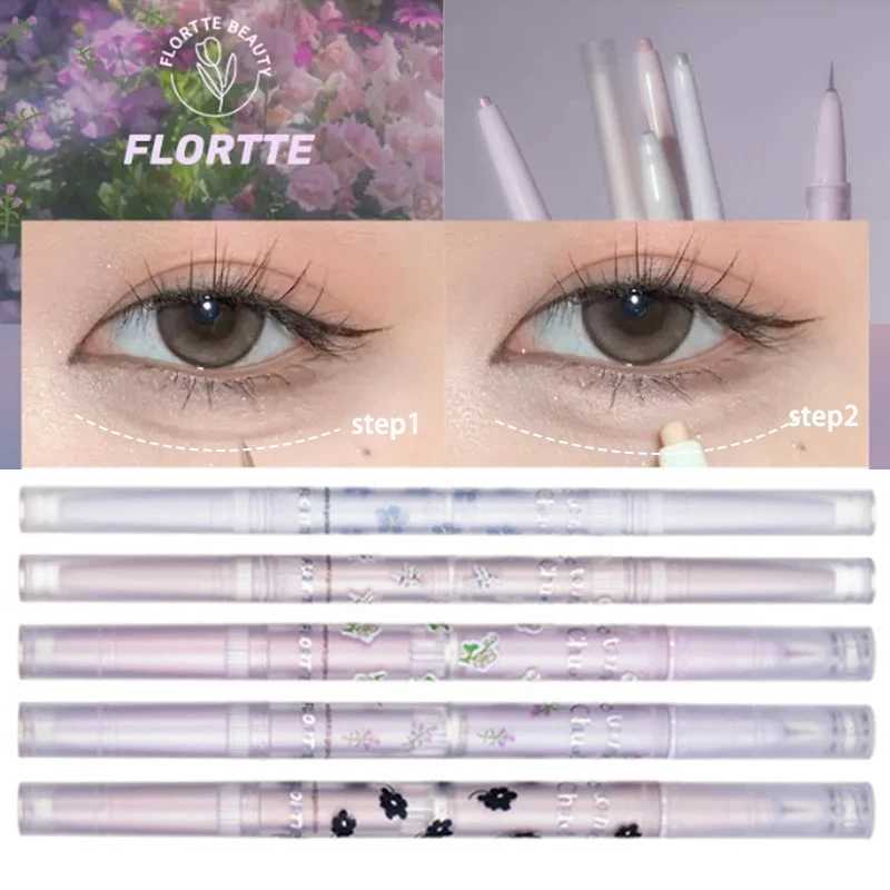 FLORTTE Double Head Eyeshadow Eyeliner Silkworm Stick Matte Pearl Glitter Eye Shadow Liner Pencil Highlighter Pen Eyes Makeup Y240813