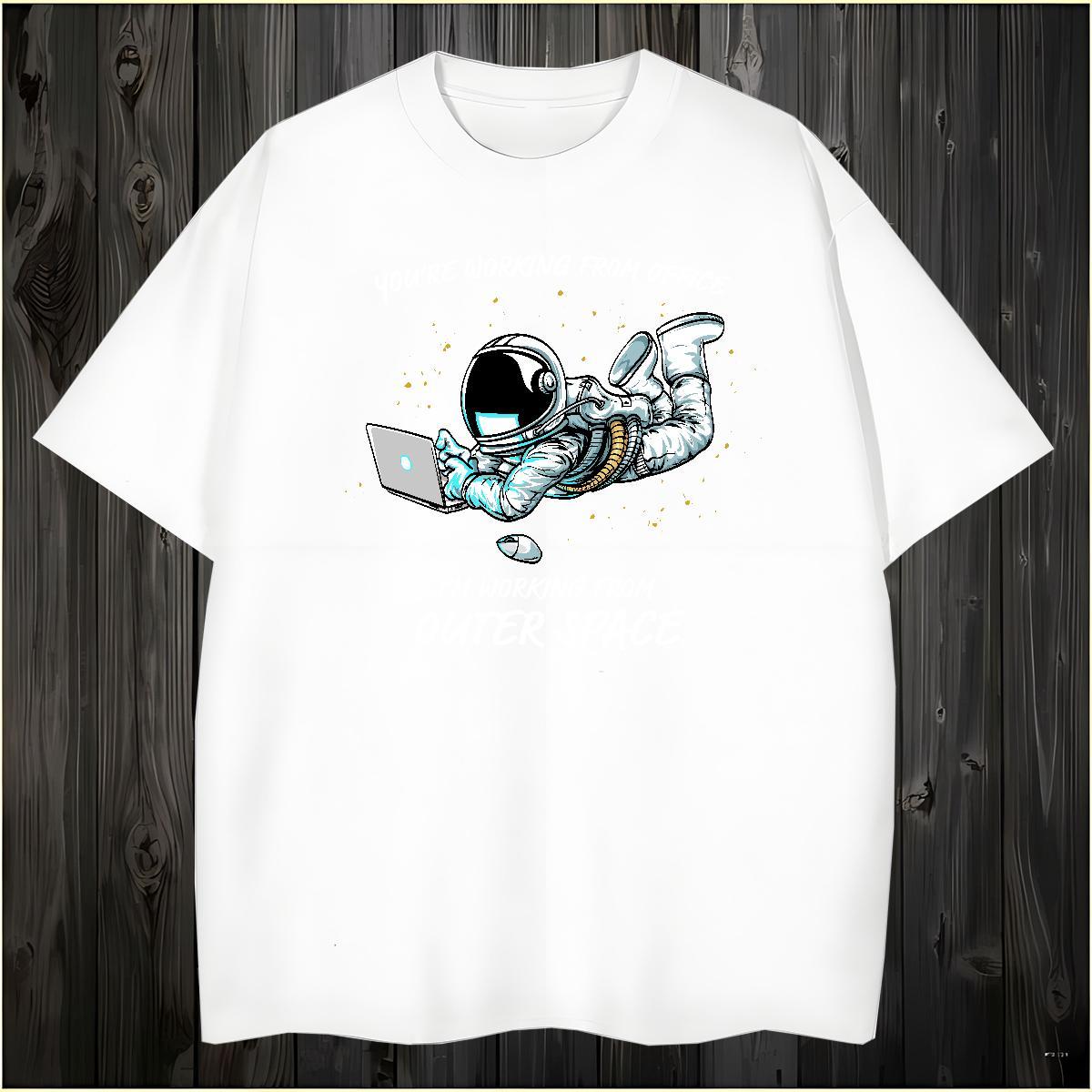 T-Shirts for Men 100% Cotton 230g cosmonaut Spring Summer Round Neck Short Sleeve DIY Printed Tshirt for Man Woman Custom Cool Clothes