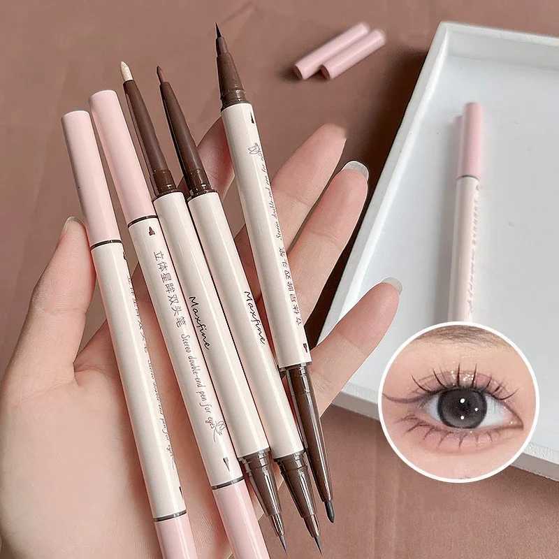 2 In 1 Brown Gel Eyeliner Pencil Ultra-slim Liquid Eye Liner Shadow Pen Smooth High Pigment Silkworm Gel Pen Lasting Eyes Makeup Y240813