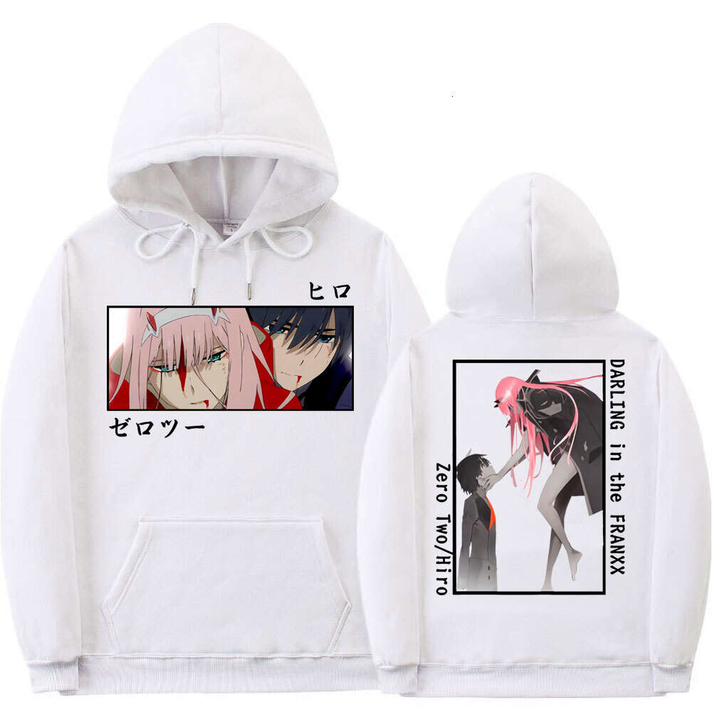 Anime Japanese Darling In The Franxx Zero Two Hiro Graphic Print Hoodie Men Women Plus Size Sweatshirts Casual Streetwear Tops
