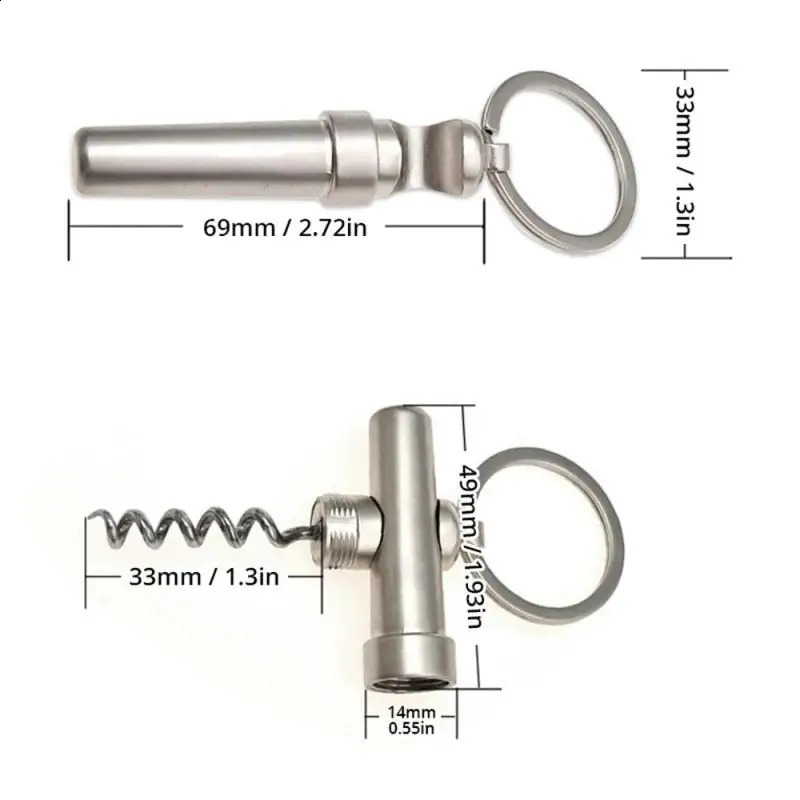 3 In 1 Bottle Opener Keychain Zinc Alloy Wine Corkscrew Portable Mini Beer Key Chain Can Openers Kitchen Accessories 240812