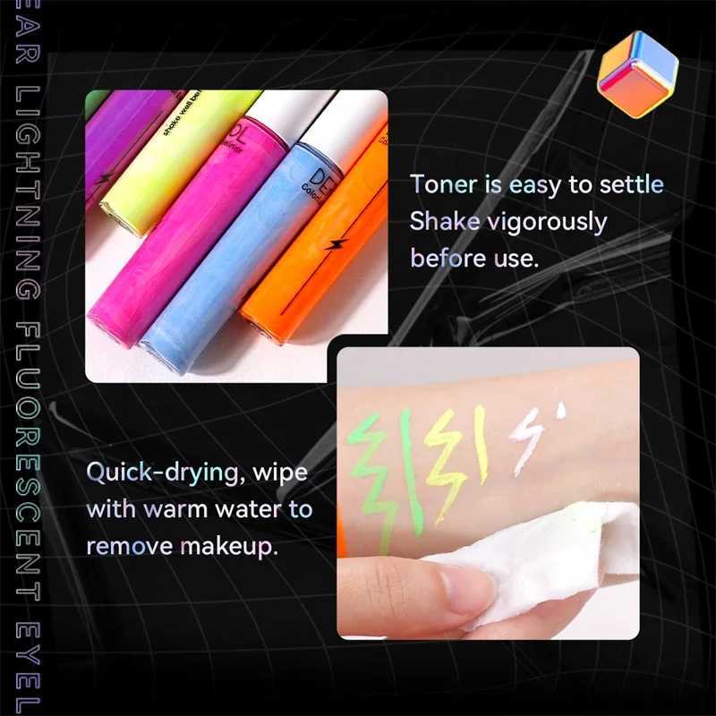 Luminous UV Light Neon Eyeliner Pen Eyes Makeup Red Waterproof Yellow Purple Red Color Liquid Eye Liner Pencil Make Up Cosmetics Y240813
