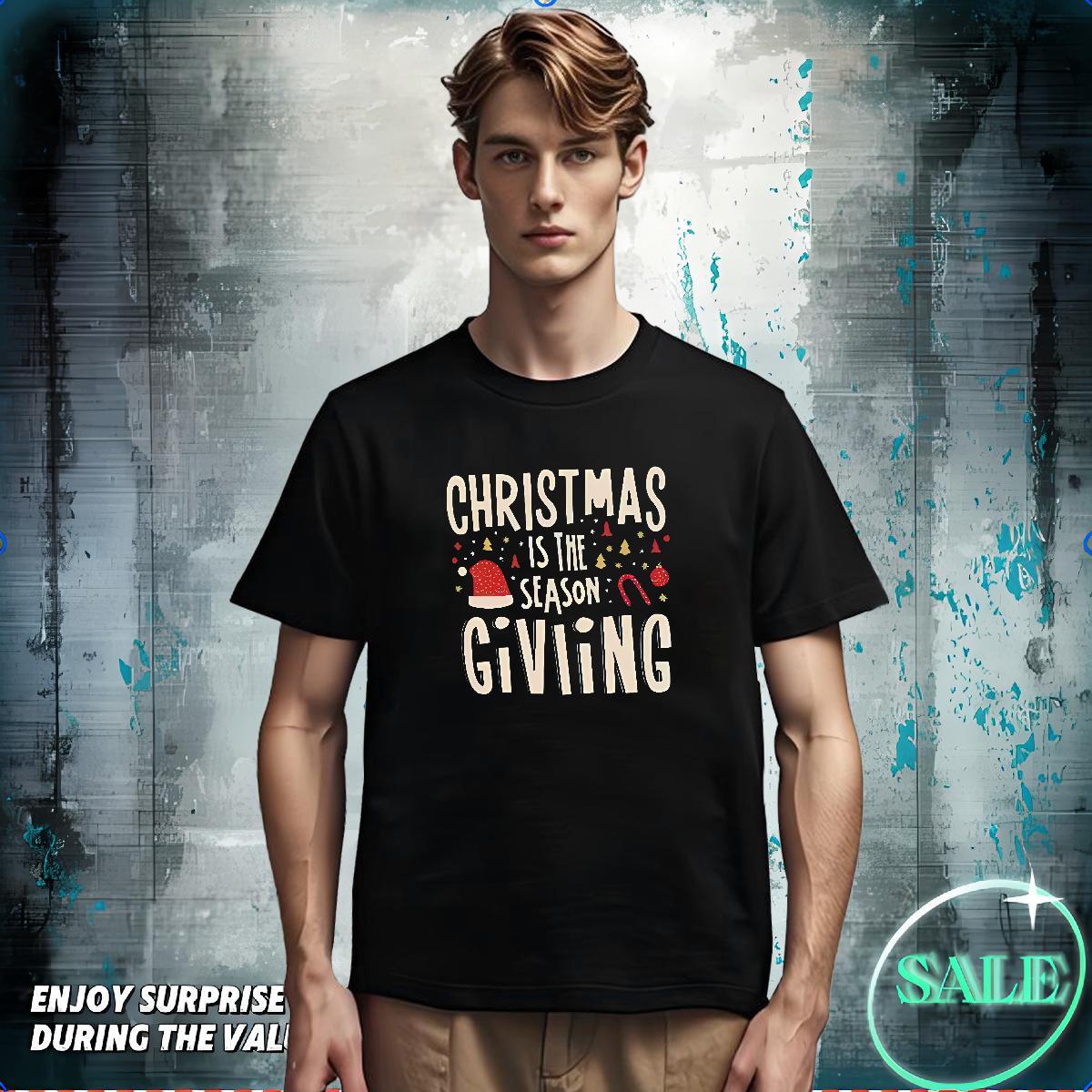 T shirt 230g Cotton Christmas Casual Daily Wear Breathable Short Sleeve DIY Men Tees Wholesale Loose Tops