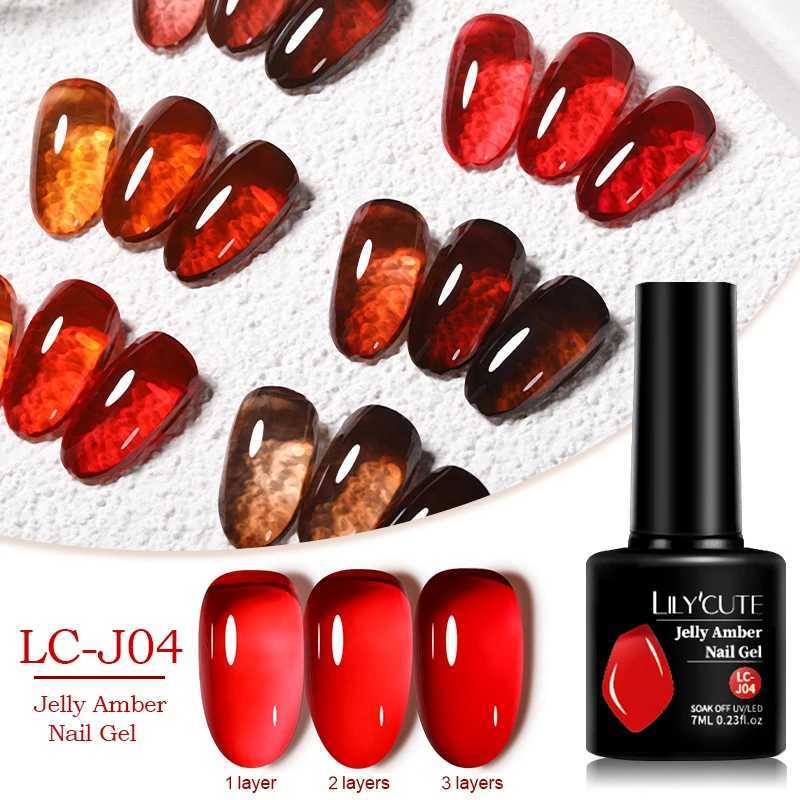 LILYCUTE 7ML Red Jelly Transparent Nail Gel Semi Permanent UV Nail Art Gel Pink Nude Soak Off Gel Polish For Manicure VarnishesM240814