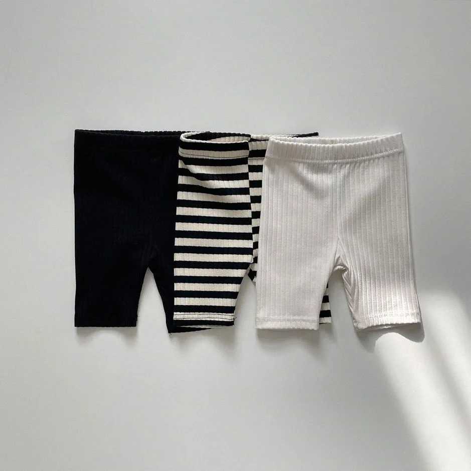 Childrens ribbed cotton girls organic outer pants cycling shorts W240813