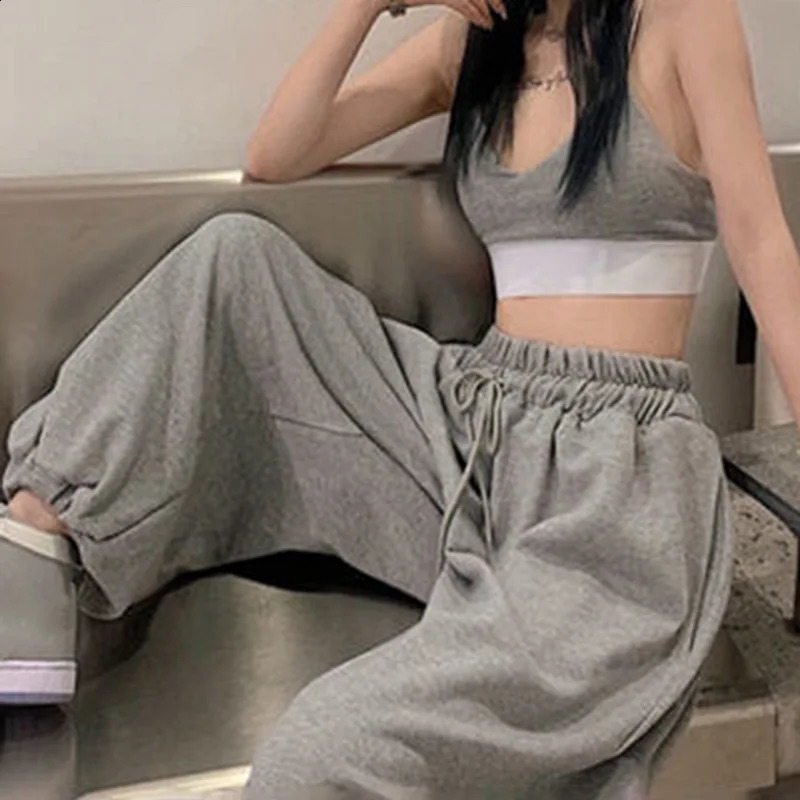 Summer Streetwear Oversized Sweatpants Women Y2K High Waist Wide Leg Pants Harajuku Baggy Joggers Korean Fashion Casual Trousers 240821