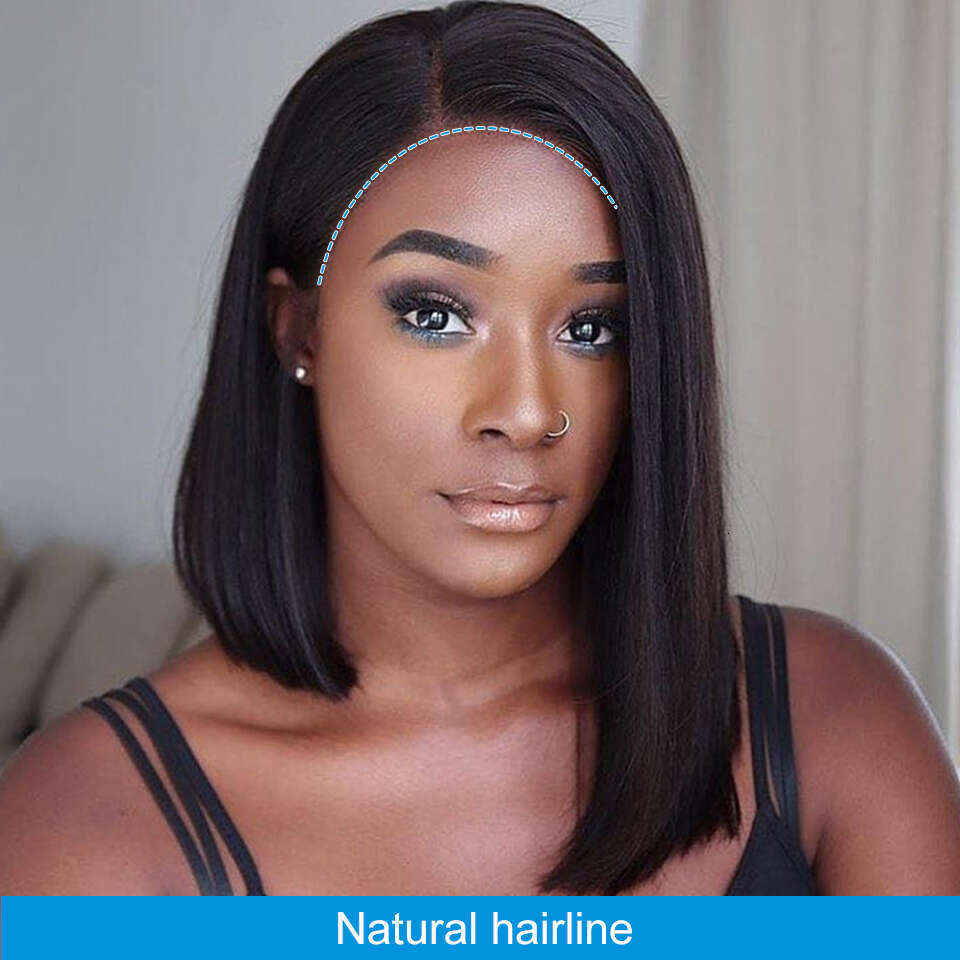 Short Side Part Bone Straight Human Hair Wigs Asymmetrical Bob Lace Wig For Women Brazilian Perruque Cheveux Humain