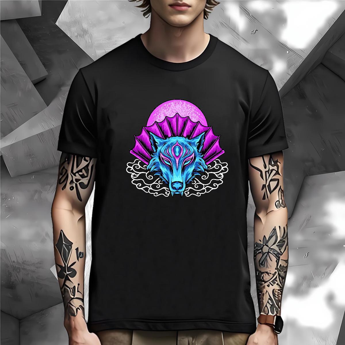 Designer T shirt wolf Breathable Crew Neck Street Casual Customized 230g Cotton Tshirt for Man Woman Classic Wear