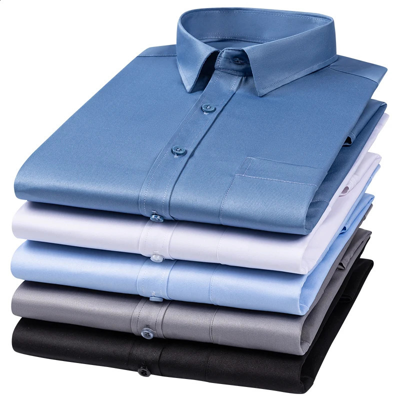 Solid Color Foursided Stretch Long-sleeved Shirt Spring And Autumn Square Collar Business Casual Versatile Men Clothing 240814