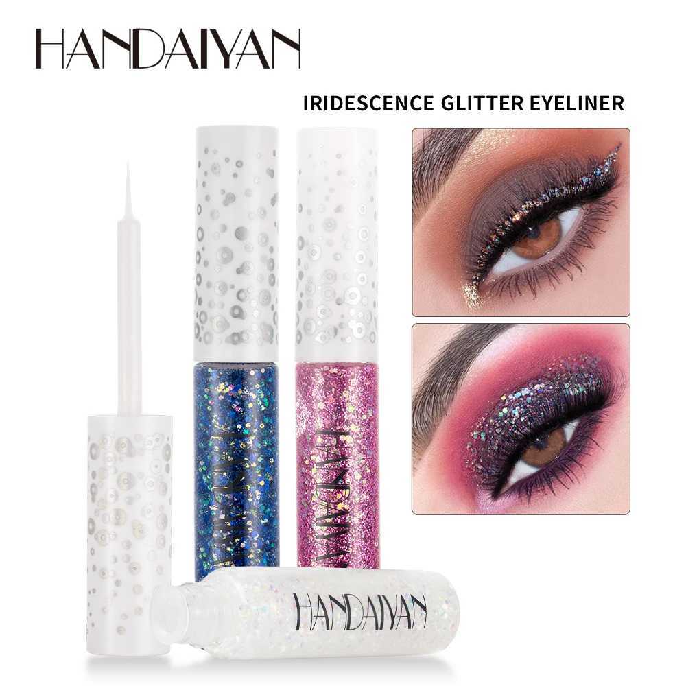 HANDAIYAN Glitter Eyeliner Colorful Diamond Shining Sequins Party Makeup Liquid Eye Liner Waterproof Blue Silver New Y240813