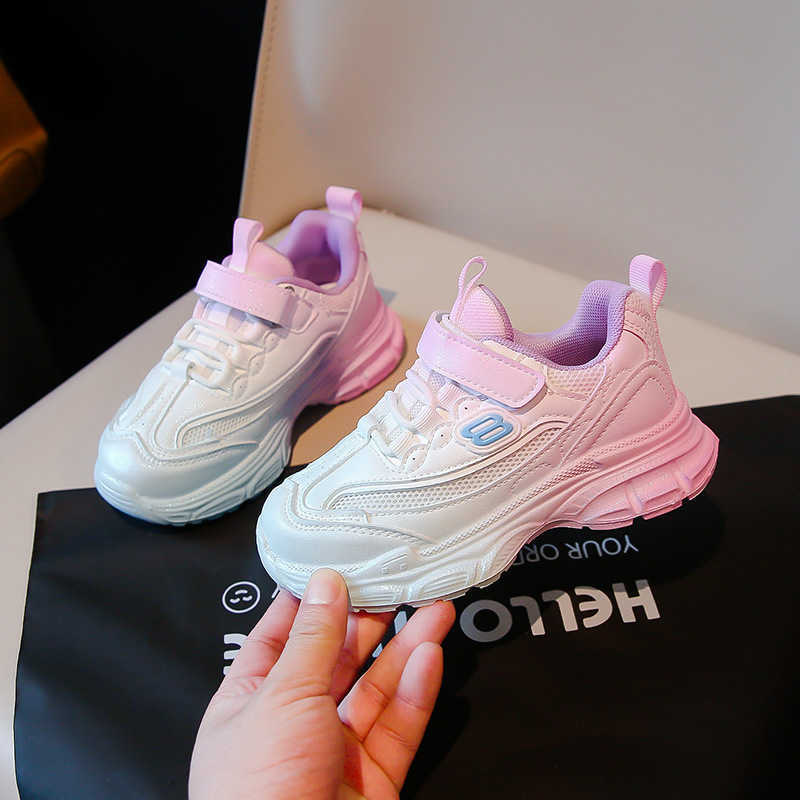 Sneakers Girls 2024 autumn new sports shoes medium and large childrens soft sole anti slip dad shoes boys gradient student versatile shoes H240805
