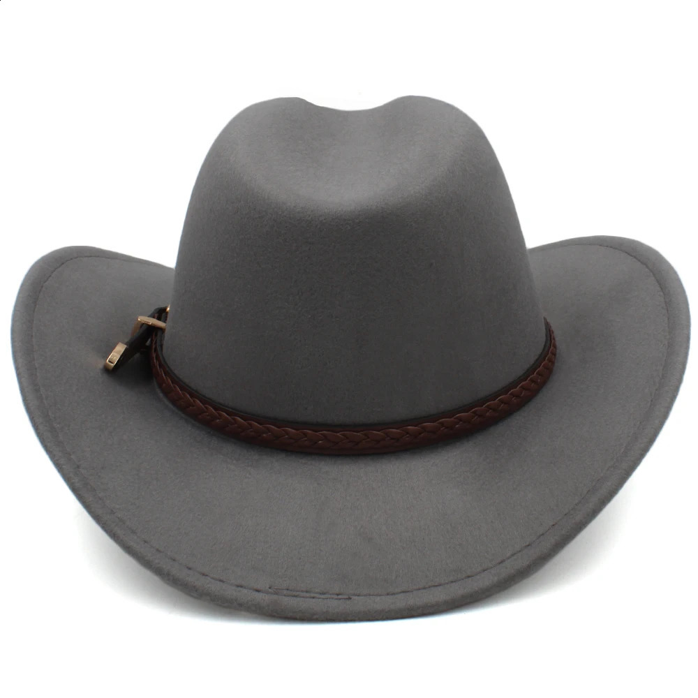 Size 3 Parents Children Men and Women Children Wool Western Cowboy Hat Wide Brim Sunhat Party Travel Outdoor Hat Classic Retro 240808