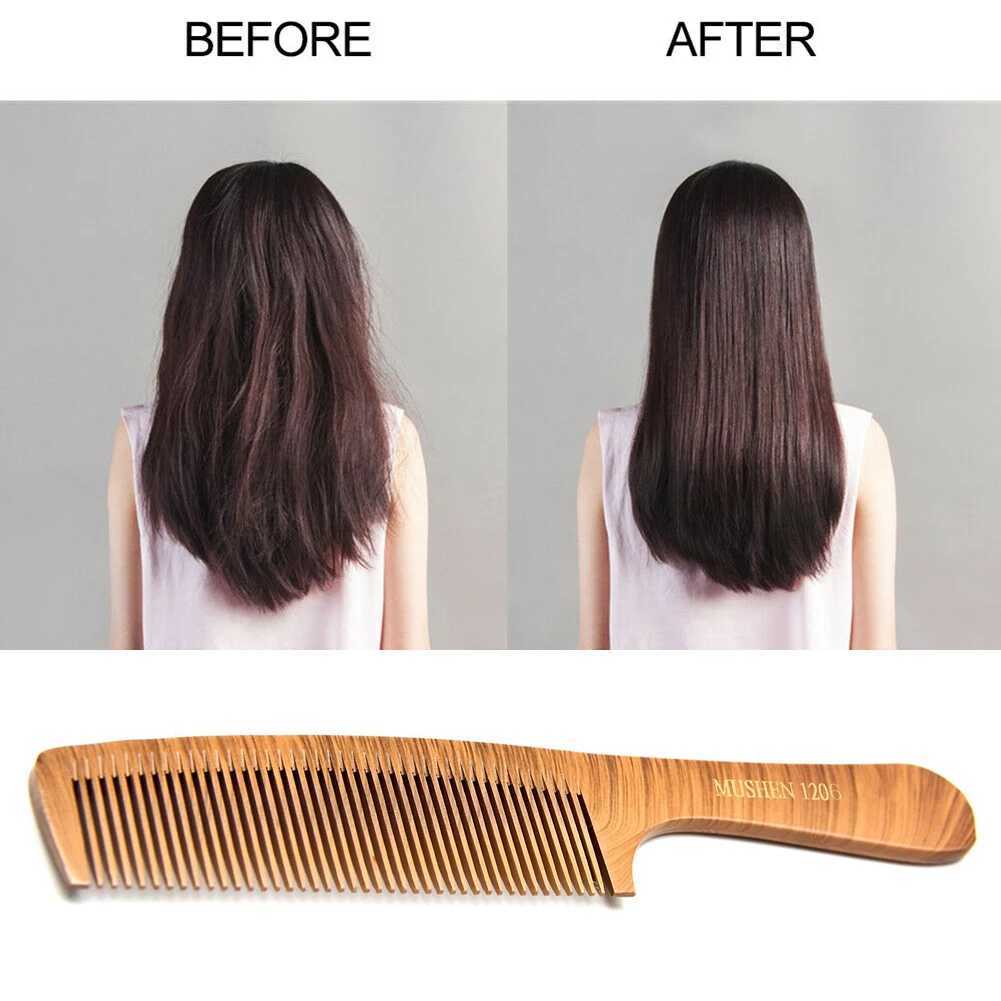 Natural pearl wood wide tooth hair comb leather hair massage wood comb keratinization anti-static brush for hair care tools W240813