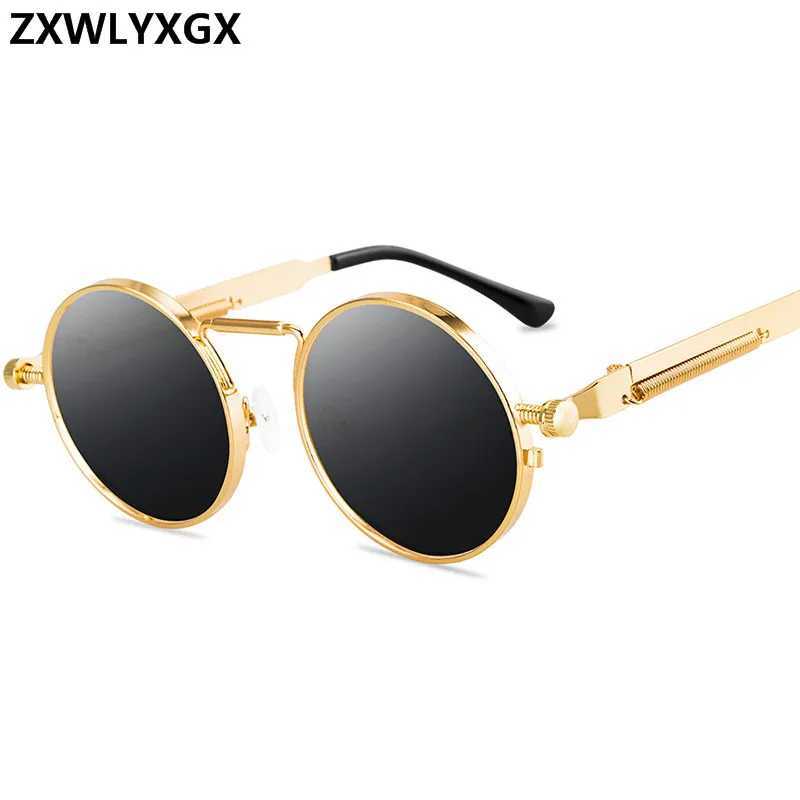 Retro punk style sunglasses mens retro round metal frame womens sunglasses fashion glasses Gafas sol mujer UV400 W250315