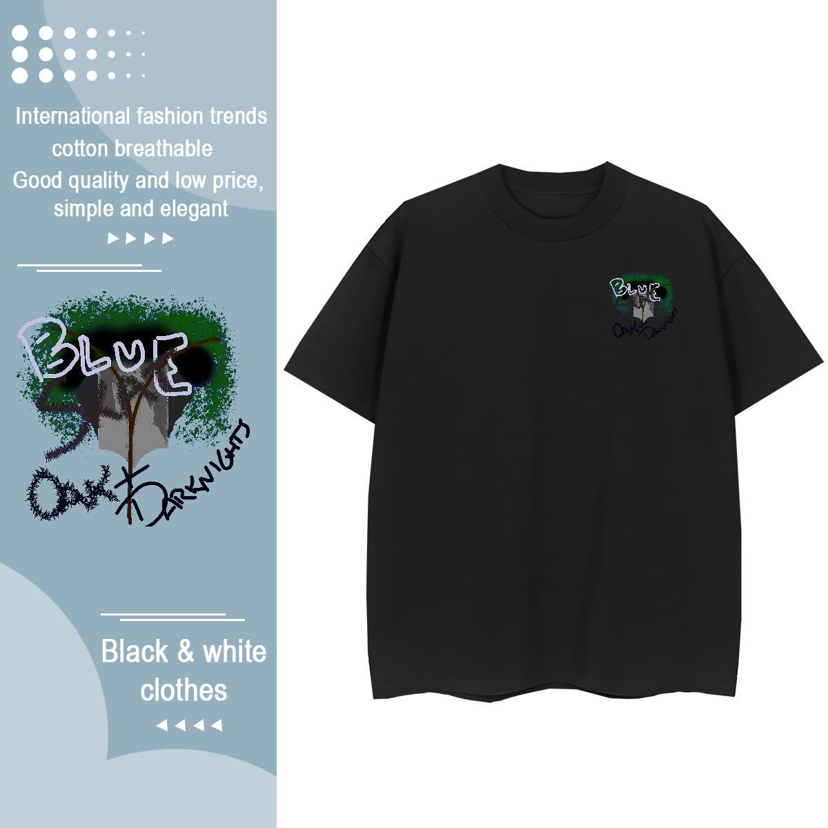 TOP Quality Men Tops Tees Summer Casual 230g 100% Cotton Anime Print Crew Neck Breathable tree T Shirt For Man Classic Clothes