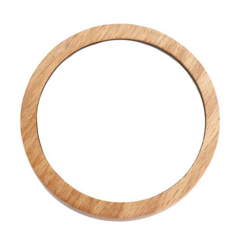 1x Wooden Makeup Mirror Portable Round Mirror Handheld Simple Makeup Mirror W240813