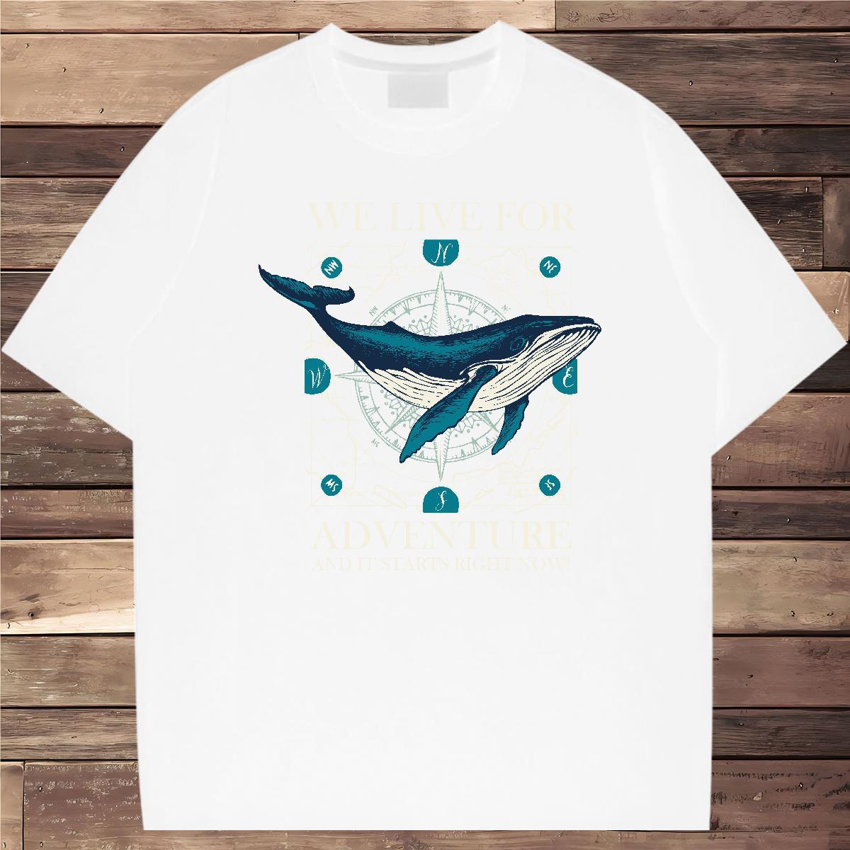 T shirt 230g Cotton fish Home Outdoor Round Neck Short Sleeve Cartoon Print Tshirts 2024 Summer Popular Wear