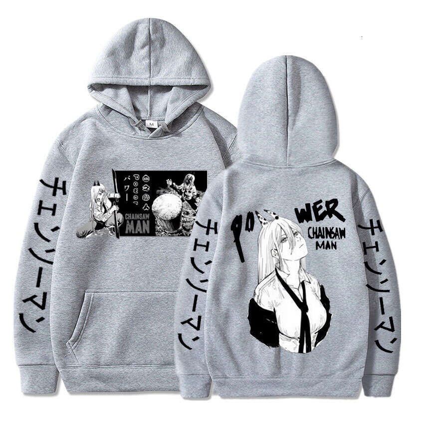 Anime Haruku Chainsaw Man Power Cute Printed Hooded Plus Size Hoodie Men Women Sweatshirts Comfortable Unisex Warm Pullover