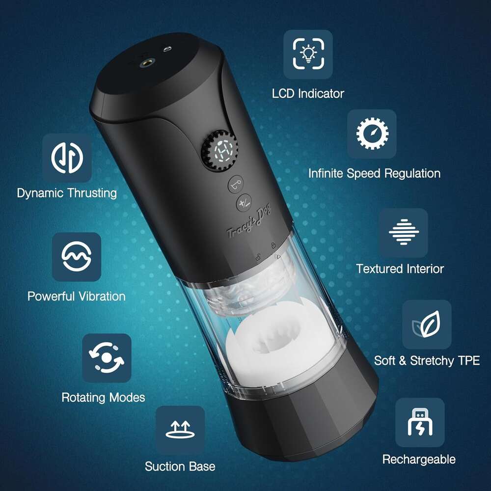 Tracy's Dog automatic male device, adult sex toy, with 5 thrust rotation vibration modes, hands-free electric male massager, unlimited speed adju