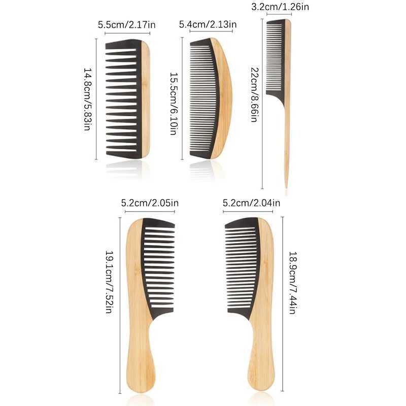 Natural bamboo and wood tail hair comb anti-static hair care healthy massage closed teeth comb W240813