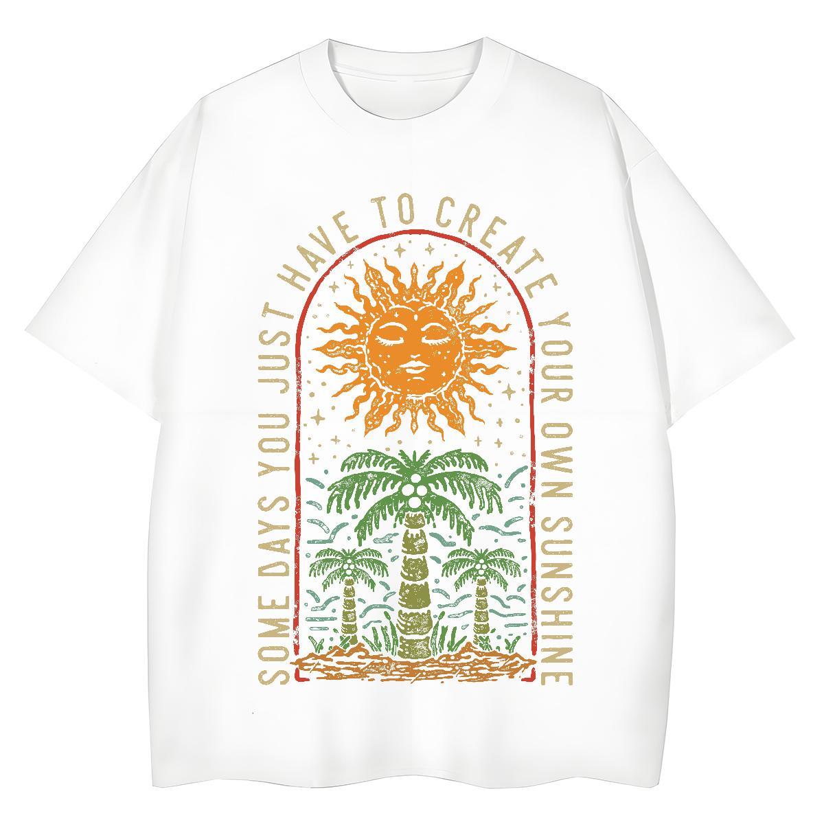 Cool Tshirts Daily Wear 230g Pure Cotton Anime Print O Neck Short Sleeves sun T Shirt For Man 2024 DIY Tee Shirt