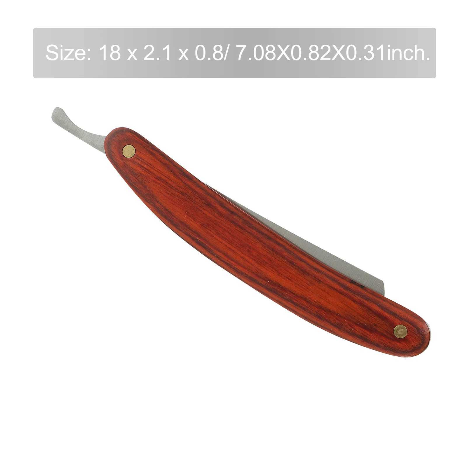Wood Handle Straight Barber Razor Manual Beard Shaving Tool for Men Random StyleM240814