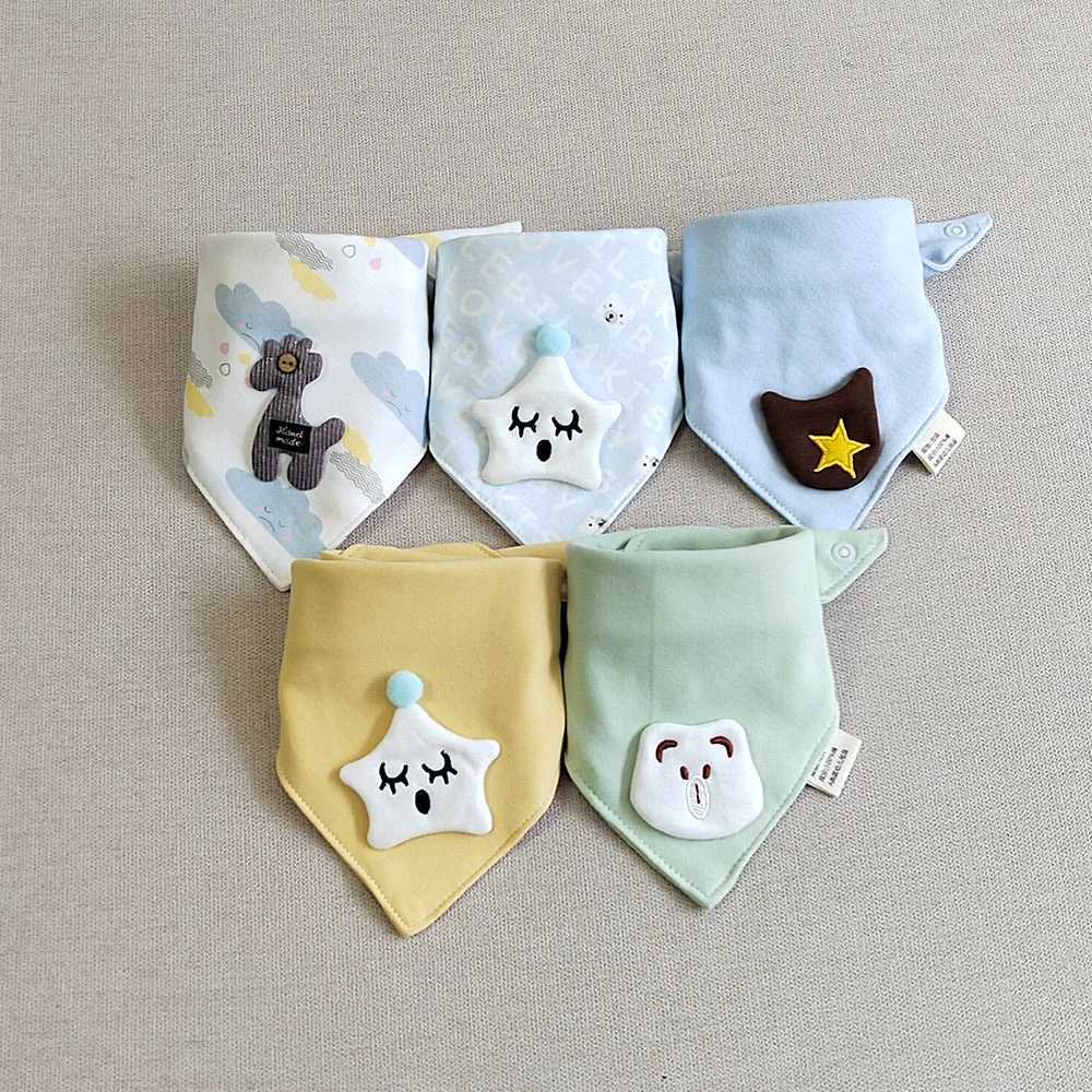 Bibs Burp Cloths 5Pieces/Lot Baby Girl Bib Cotton Triangle Infant Feeding Burp Cloth Teething Drool Boy Bib Newborn AccessoriesL4812